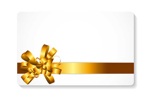 Gift Card with Gold Bow and Ribbon Vector Illustration - Vettoriali, immagini