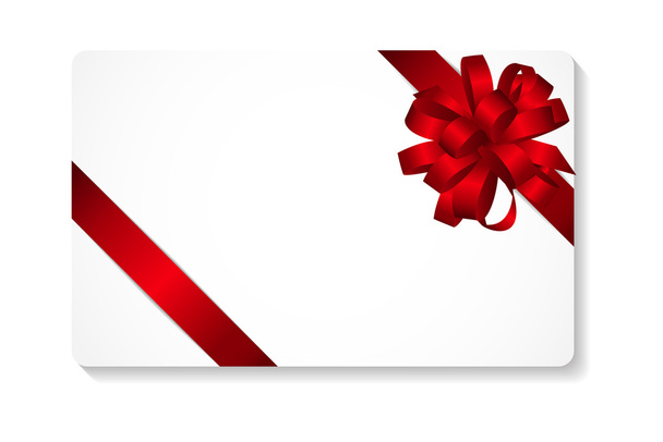 Gift Card with Red Bow and Ribbon Vector Illustration - Vecteur, image