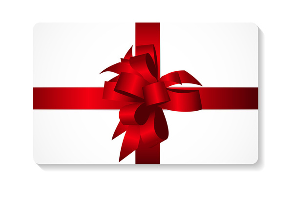 Geschenkkarte mit roter Schleife und Bändchen-Vektorabbildung - Vektor, Bild