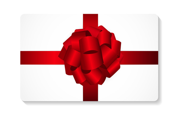 Gift Card with Red Bow and Ribbon Vector Illustration - Vector, Image