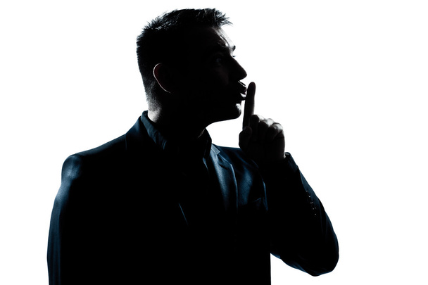 Silhouette man portrait hushing profile - Фото, зображення