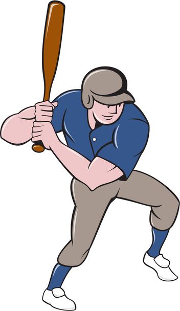 Baseballspieler schlägt isolierte Karikatur - Vektor, Bild