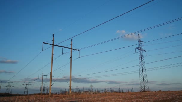 High-voltage Line. Poles With Wires - Footage, Video