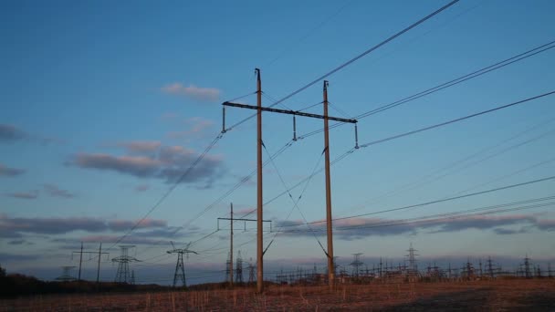 High-voltage Line. Poles With Wires - Footage, Video