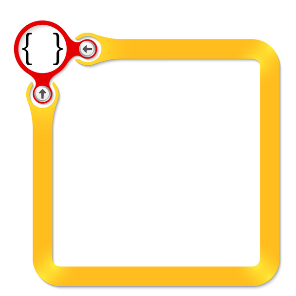 Red circle with square brackets and yellow frame for your text - Διάνυσμα, εικόνα