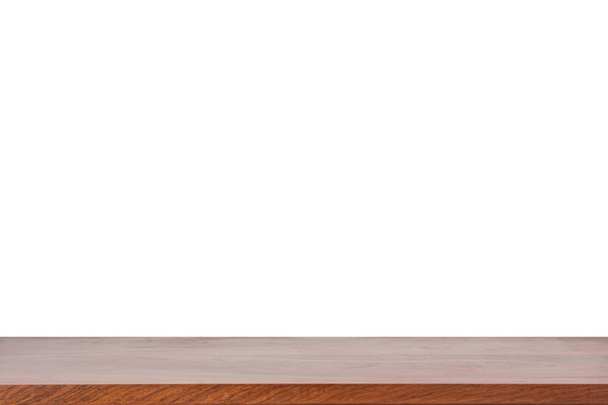 Parte superior vacía de mesa de madera o mostrador aislado sobre fondo blanco
 - Foto, imagen