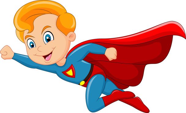 Cartoon superheld jongen geïsoleerd op witte achtergrond - Vector, afbeelding