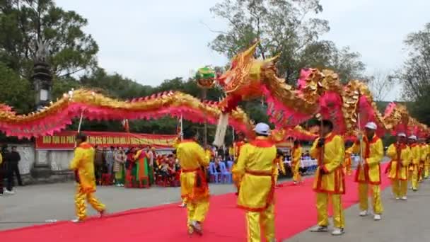 a group of Asian people dance dragon in folk festivals - Záběry, video
