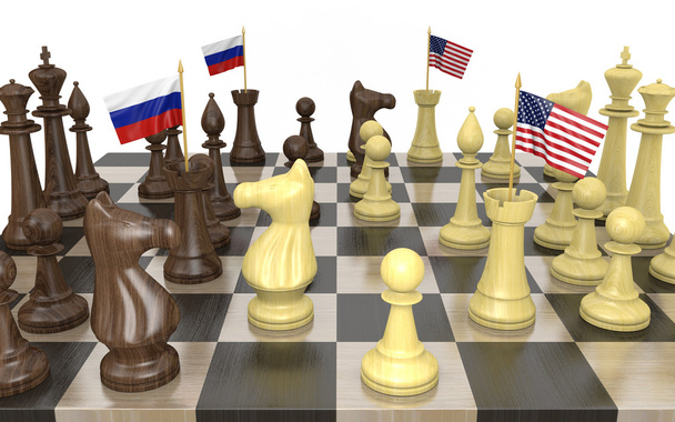 Rússia e Estados Unidos estratégia de política externa e luta pelo poder
 - Foto, Imagem