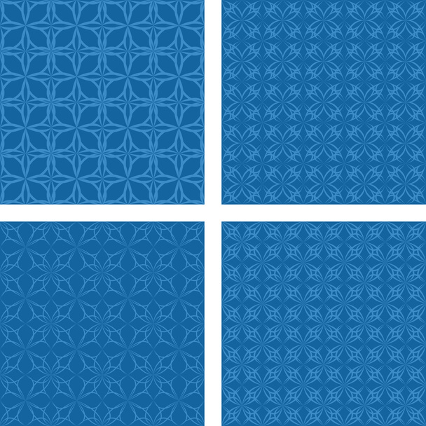 Blue seamless pattern background set - Vector, Image