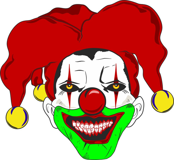 Horror clown jolly. - Vector, afbeelding