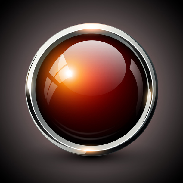 Red shiny button - Vector, imagen