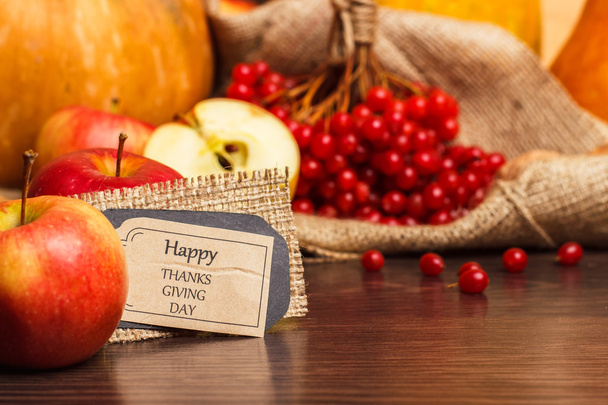 Thanksgiving Day pumpkin and apple - Photo, Image