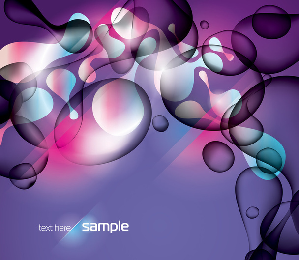 Fondo violeta abstracto con formas brillantes gotas finales de agua
 - Vector, Imagen