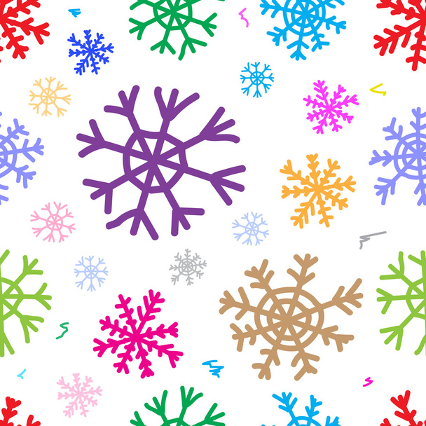 Naadloze kleur sneeuwvlokken wit - Vector, afbeelding