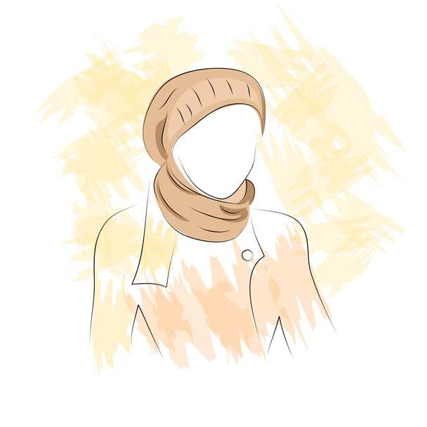 Silhouet van de vrouw in de muts en sjaal - Vector, afbeelding