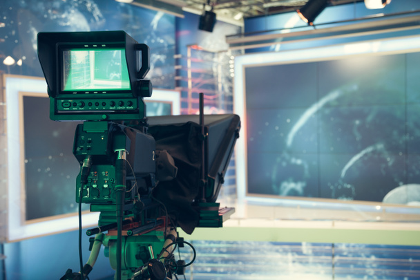 Television studio with camera and lights - recording TV NEWS - Photo, Image
