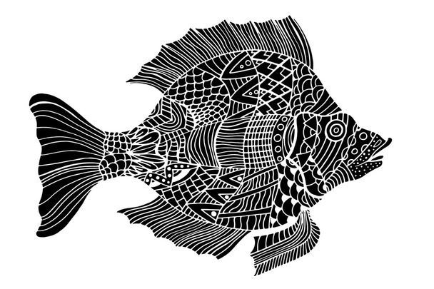 Monochromatický stylizovaná ryb - Vektor, obrázek