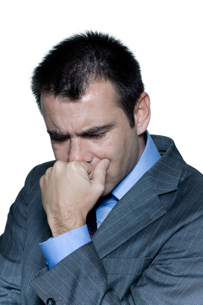 Closeup portrait of a pensive worried businessman - Foto, afbeelding