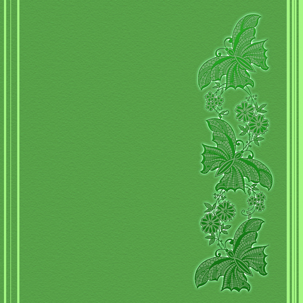 Green background with butterflies. - Φωτογραφία, εικόνα