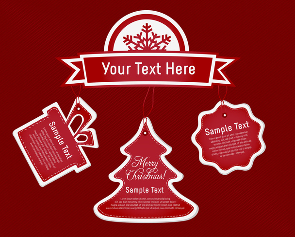 Red Christmas Gift Tags and Labels - Vector, Image