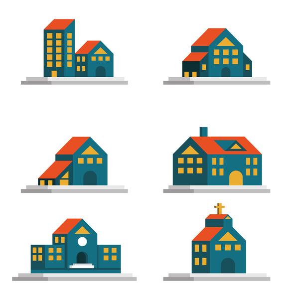 Houses icons set. Real estate and architecture. - Vector, Image