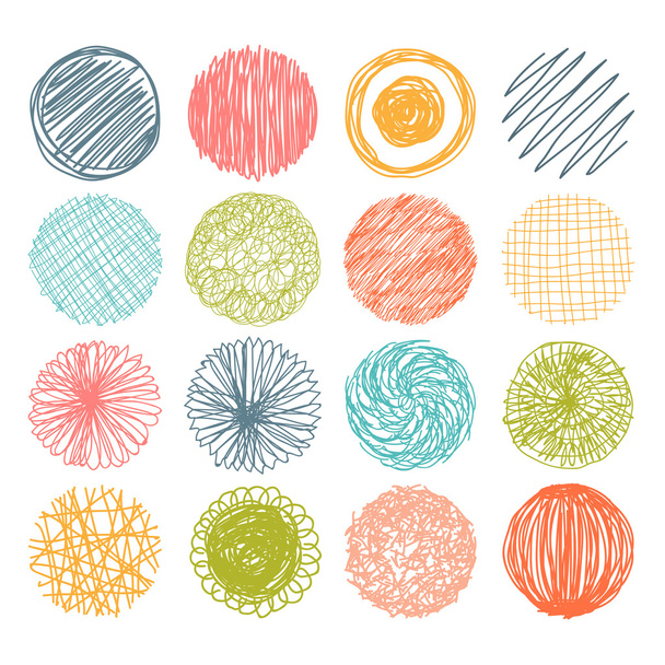 Set of hand drawn scribble circles. Vector design elements. - Vector, Image