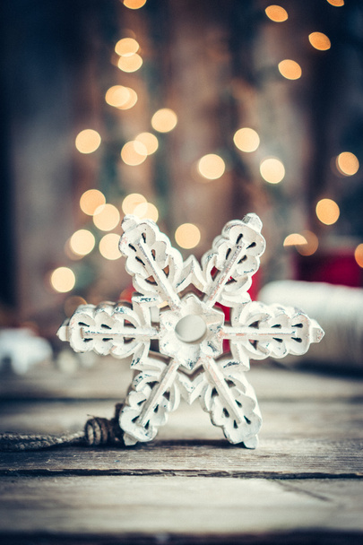 Christmas decoration on rustic wooden background - Φωτογραφία, εικόνα