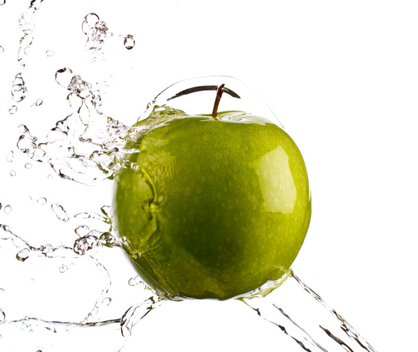 Salpicos de água da maçã
 - Foto, Imagem