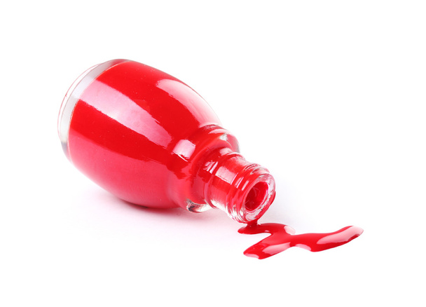 Red nail polish isolated on white - Φωτογραφία, εικόνα