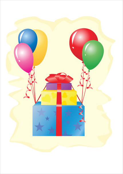 Gifts are flying on balloons - Vector, Imagen