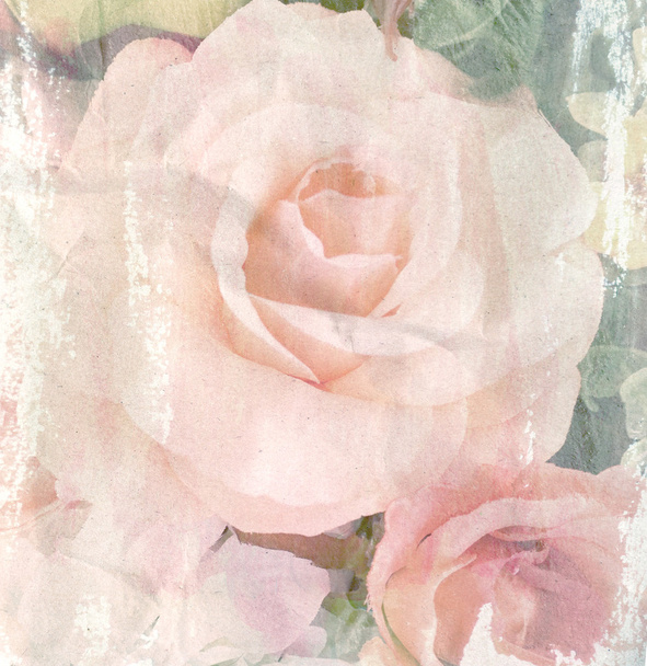 Květinové vinobraní, růžové s papír textury pozadí - Fotografie, Obrázek