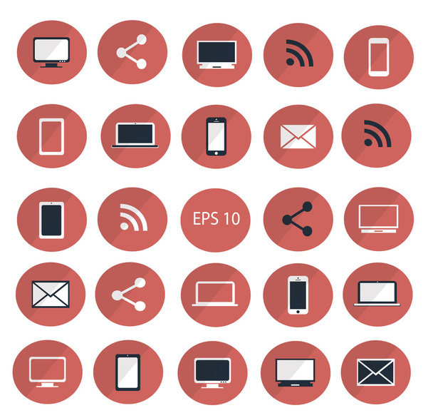 digitálních zařízení ikona sada vektorové ilustrace / digitální zařízení ikony set červená - Vektor, obrázek