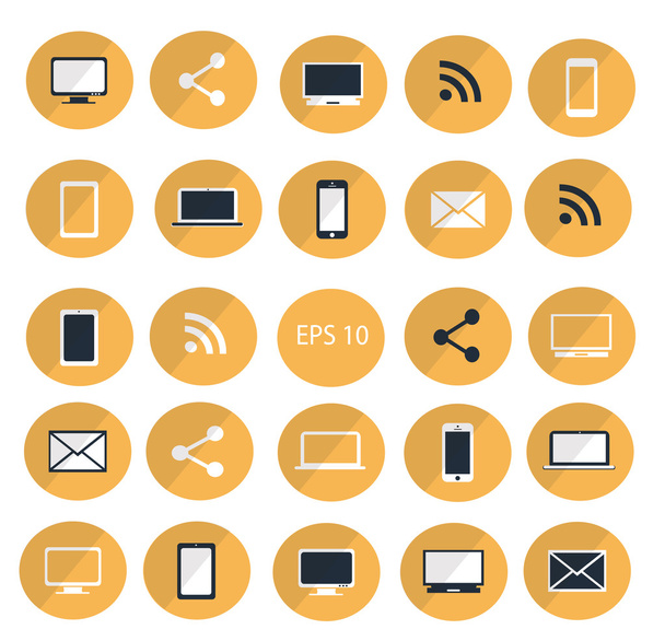 Digitálních zařízení ikona sada vektorové ilustrace / digitální zařízení ikony set žlutá - Vektor, obrázek