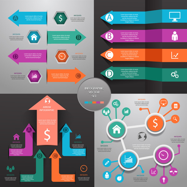 Arrows business marketing infographic template vector illustrati - Vettoriali, immagini