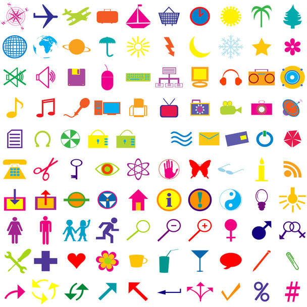 Reihe farbiger Web-Symbole - Vektor, Bild