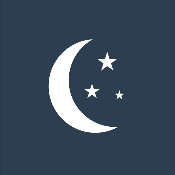 Crescent moon with stars. Night sky icon. - Vector, Image