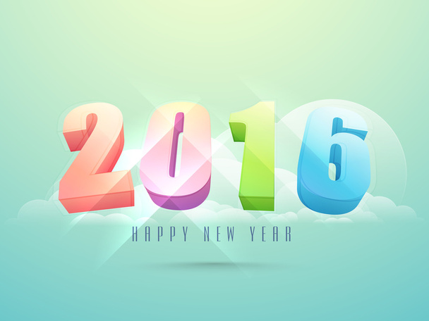 Colorful 3D text for New Year 2016 celebration. - Vector, Image