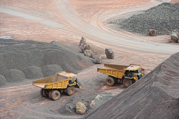 dumper trucks parking in a surface mine. - Photo, Image