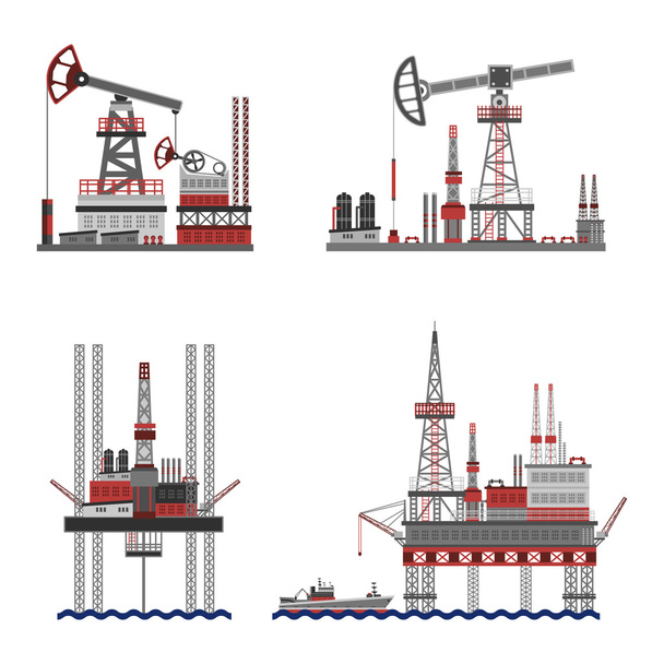 石油石油プラットフォーム セット - ベクター画像