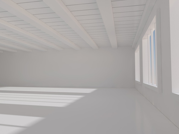 белая комната с окном 3D рендеринг
 - Фото, изображение