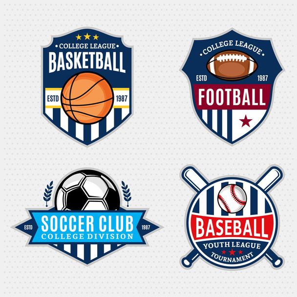 Conjunto de Logotipo de Equipe Esportiva para Quatro Disciplinas Esportivas
 - Vetor, Imagem