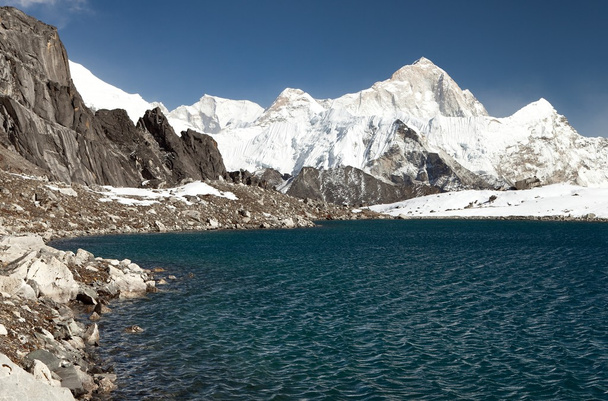Mount Makalu above lake near Kongma La pass - Photo, Image