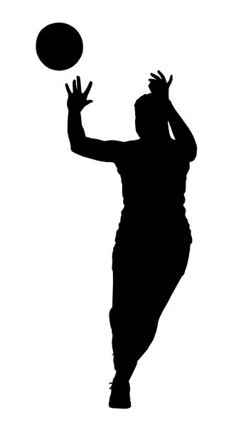 Silhouette of korfball ladies league girl player catching ball - Vector, Image