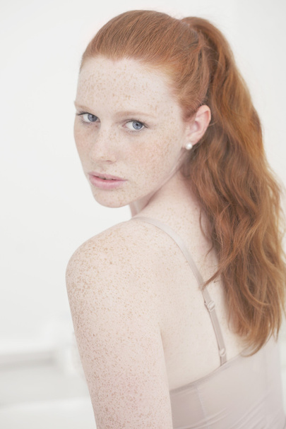 Beautiful Freckled redhead young woman - Fotoğraf, Görsel