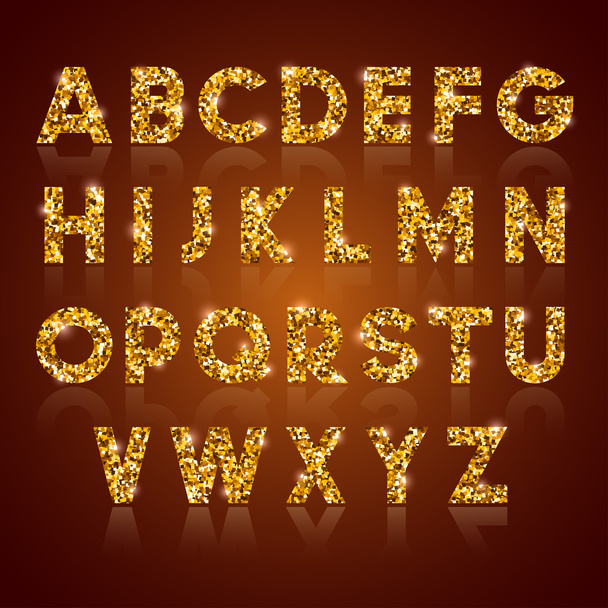 Luxury golden alphabet letters - Vector, Image