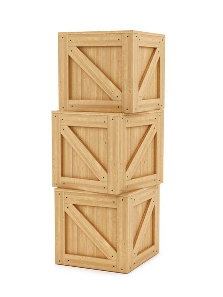 boîtes en bois, isolées sur blanc
 - Photo, image
