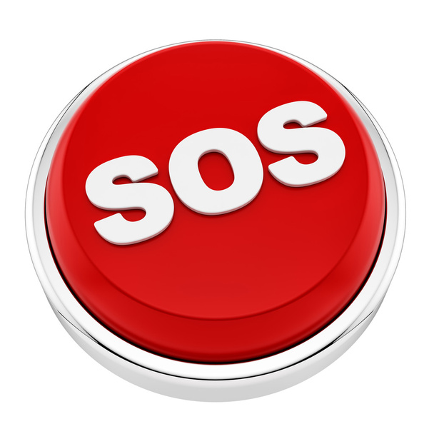 SOS tlačítko, izolovaných na bílém - Fotografie, Obrázek