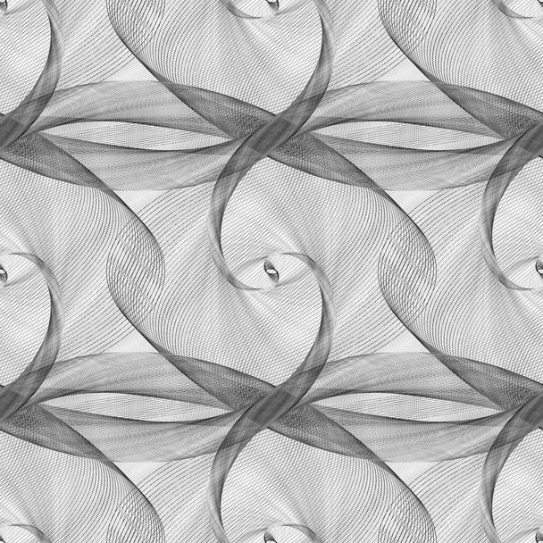 Black white seamless elliptical curved pattern - Vector, Image