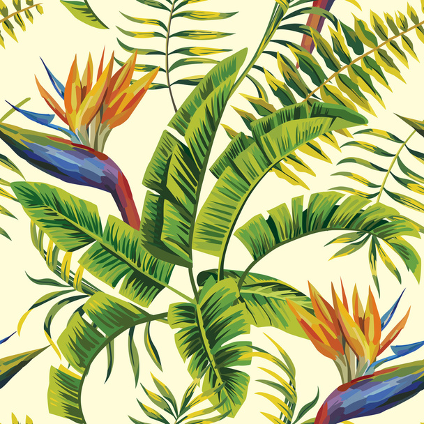tropical exotic painting seamless background - Vector, imagen